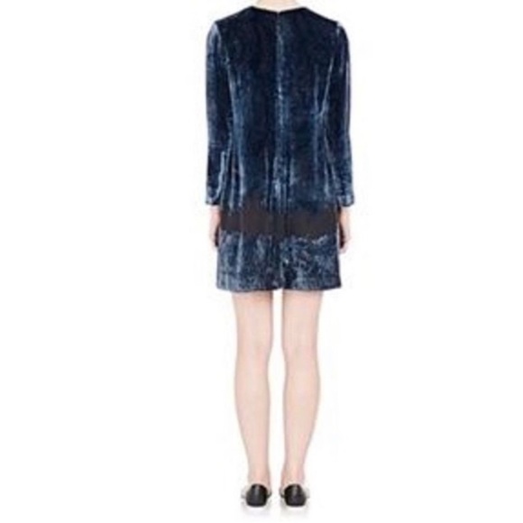 Derek Lam 10 Crosby Sapphire Velvet Devore Shift Long Sleeve Dress - Picture 4 of 12